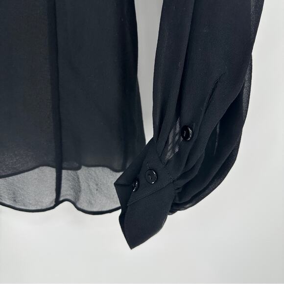 $11SALE!!! ck Calvin Klein Silk Black Sheer Blouse Size 8 - Picture 9 of 9